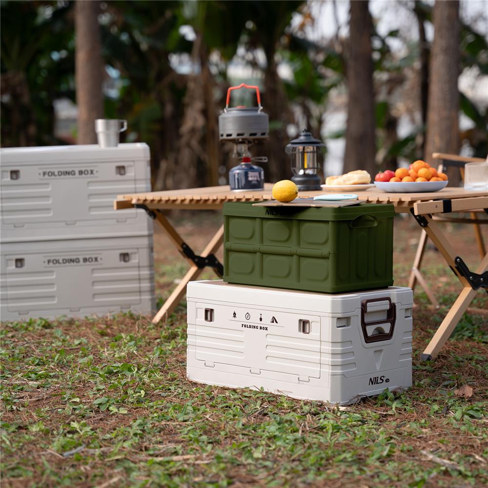 NILS CAMP faltbare Campingbox mit Tischfunktion 9L in Grün - ultrakompakte Reisebox