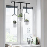 Umbra Triflora Vase Hängeblumentopf Wandvase Blumenampel für Wand und Decke 3er Set Weiß/Schwarz