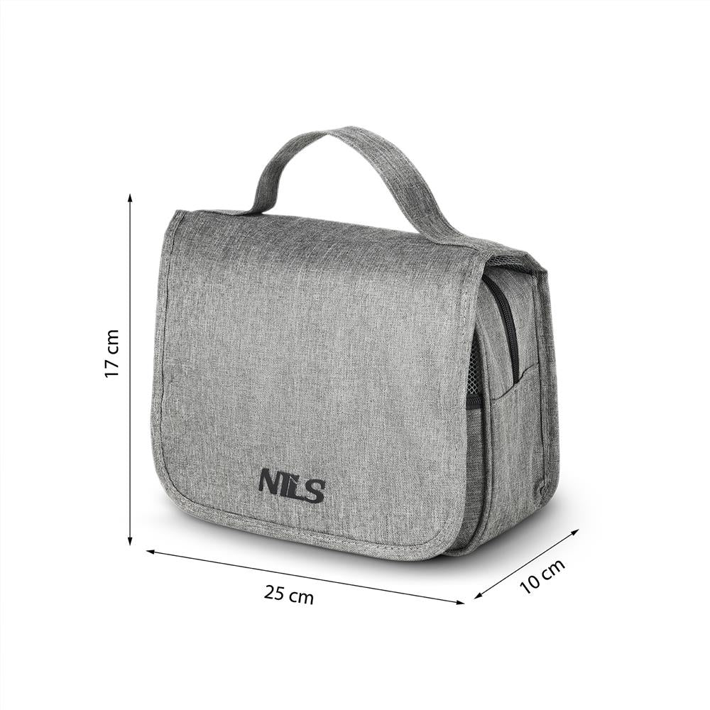 NILS Reisekosmetiktasche Grau - Kulturbeutel Organizer Reise Camping Bad