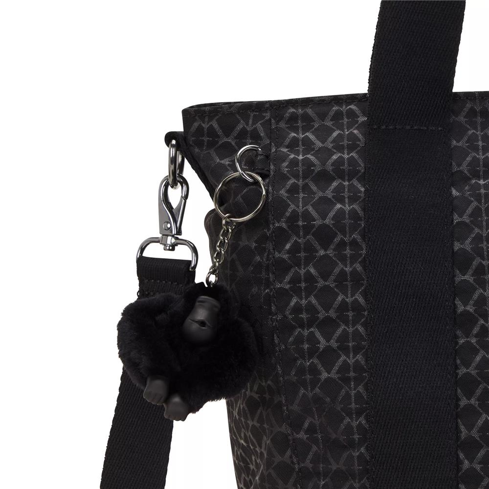 Kipling ASSENI S, kleine Tote Bag, Signature Emb (schwarz), Handtasche mit Schultergurt & Fächern