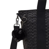 Kipling ASSENI S, kleine Tote Bag, Signature Emb (schwarz), Handtasche mit Schultergurt & Fächern