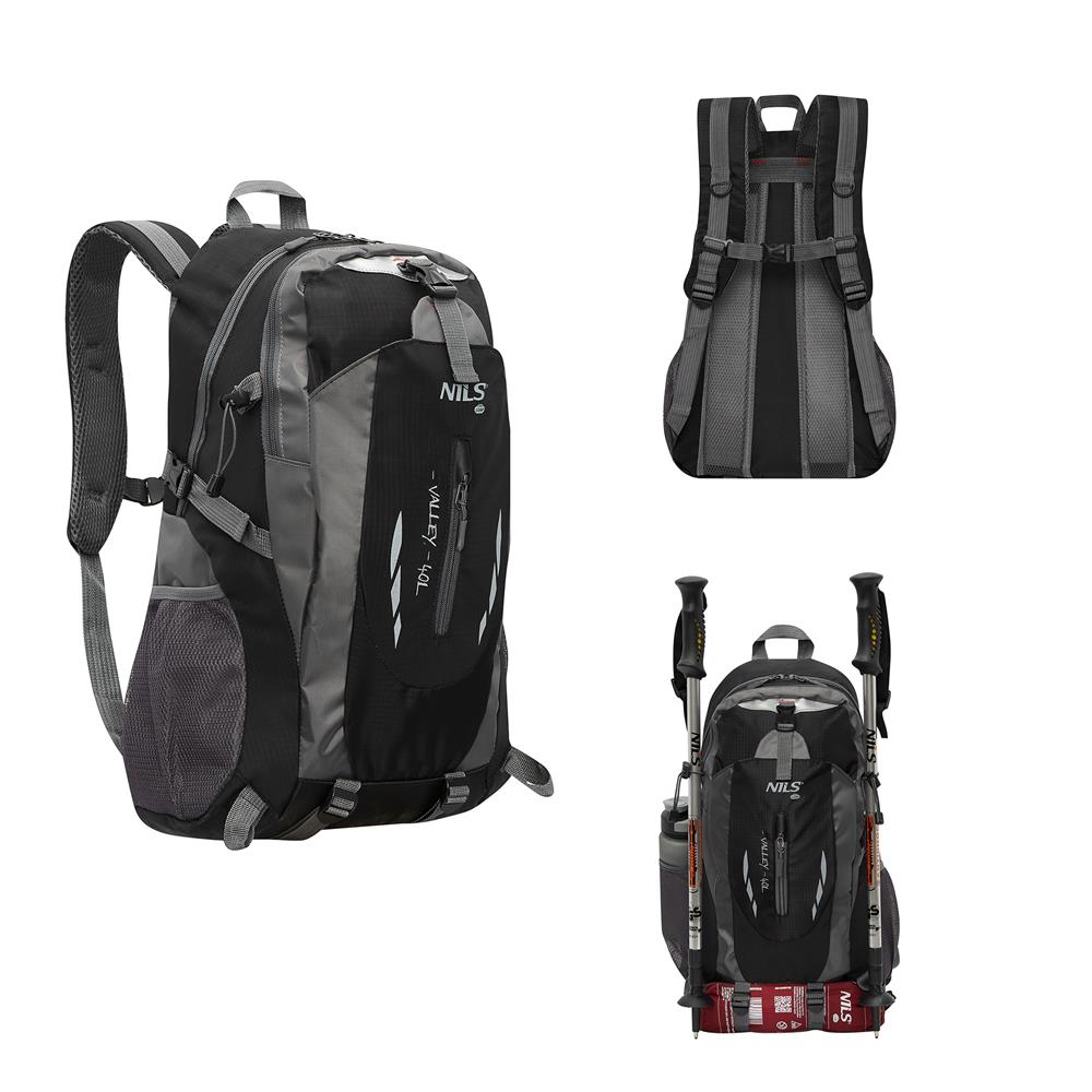 NILS CAMP Trekkingrucksack Valley 40L Schwarz - Outdoor Rucksack Wandern Camping