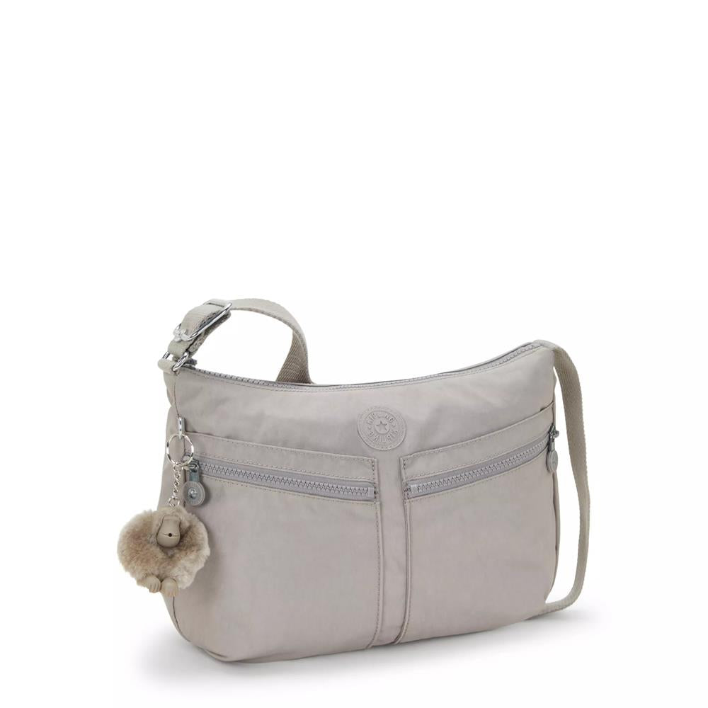 Kipling IZELLAH, mittelgroße Schultertasche, Grey Gris (grau), Umhängetasche mit viel Stauraum