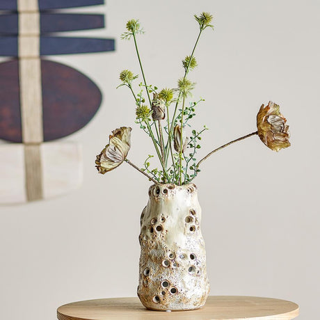 Bloomingville Noble Vase Natur 21,5 cm – Steingut, vulkanische Textur & dekorativ