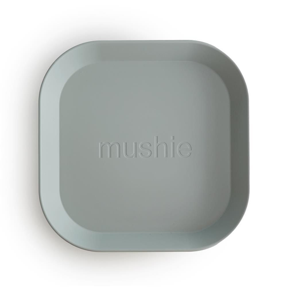 Mushie Kinderteller 2er Set, Sage, quadratisch, BPA-frei