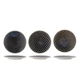 Bloomingville Elanor Teller 3er Set aus Steingut in Blau, dekorative Speiseteller mit reaktiver Glasur