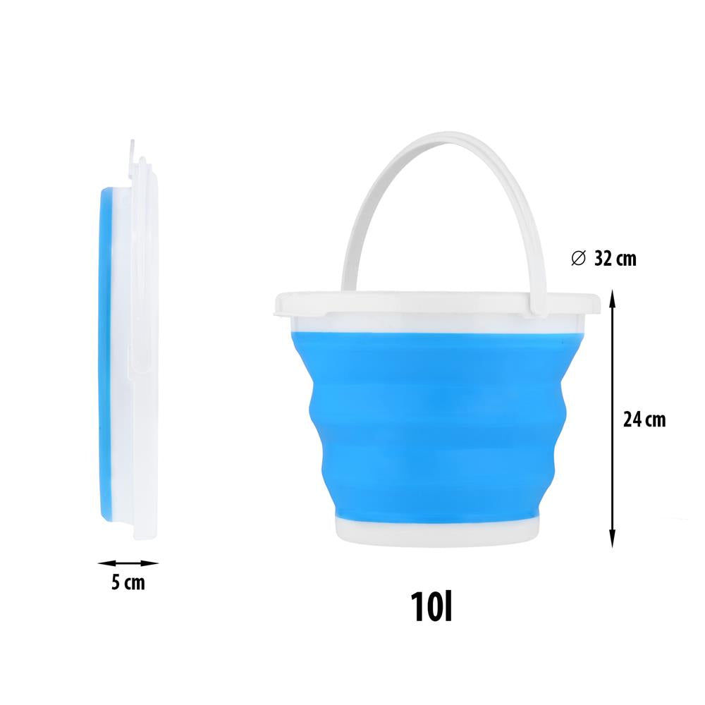 NILS CAMP Faltbarer Eimer 10L blau für Camping Outdoor Haushalt platzsparend