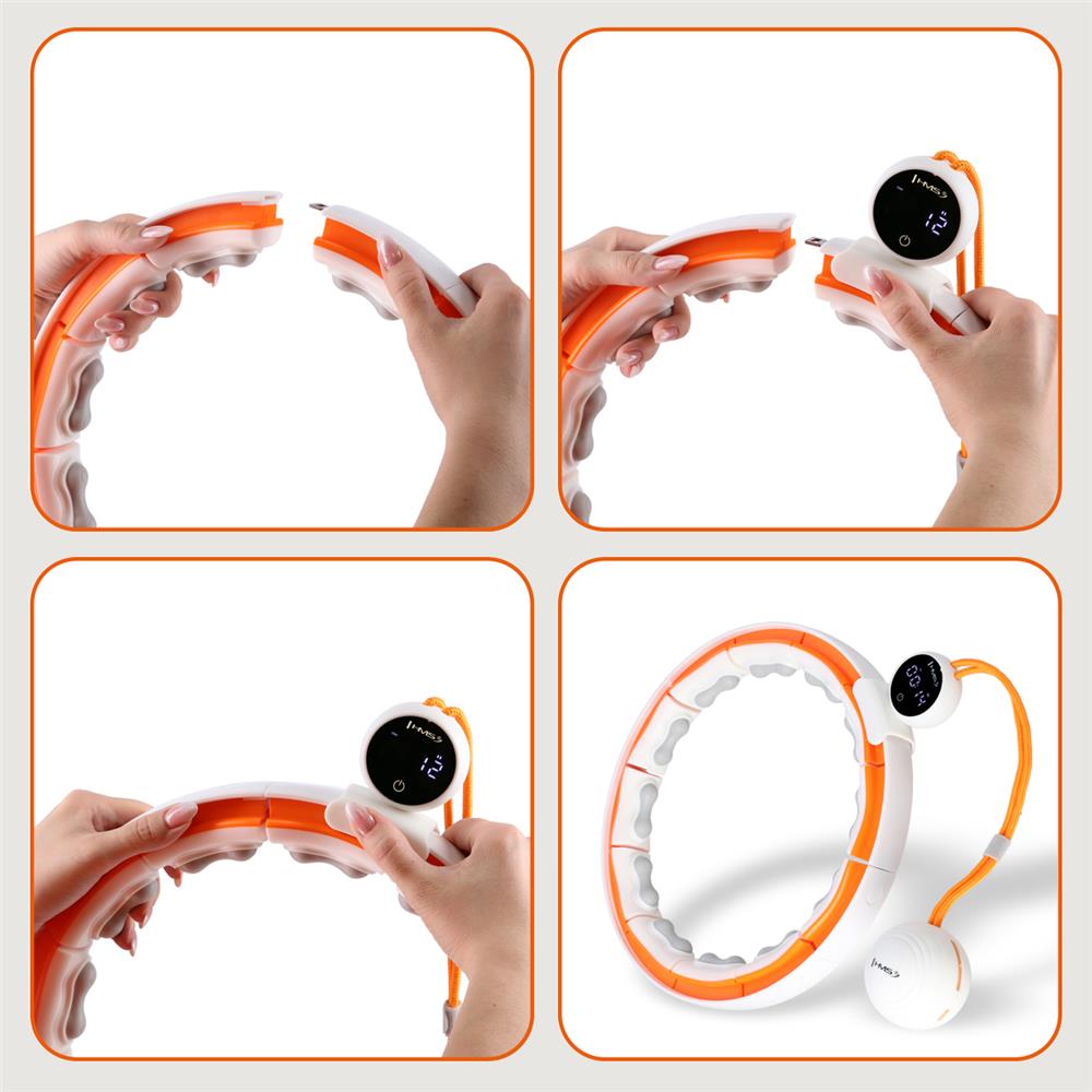 Hula Hoop Reifen mit LCD-Zähler, Magneten und Gewicht Weiß/Orange | HMS HHM21