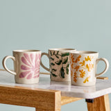 Bloomingville Fauni Tasse 3er Set bunt - Steingut Tassen handbemalt für Küche & Tischdeko