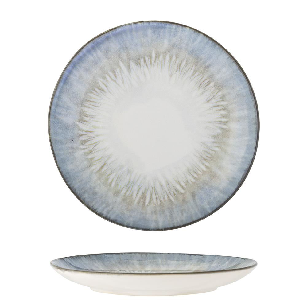Bloomingville Calen Teller aus Steingut in Blau D22 cm – Speiseteller für Küche und Tischdeko