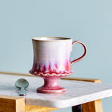 Bloomingville Odile Tasse 4er Set 250 ml D9 cm rosa - Steingut Tassen mit Fuß für Küche & Kaffee