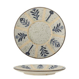 Bloomingville Leonie Teller in Beige/Blau, 16cm, aus Steingut