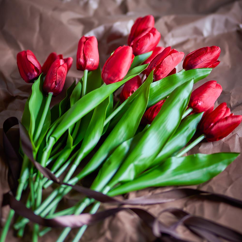 Bloomingville Tulip Blumenstrauß Tulpen in Rot Kunstblumen Deko Strauß 32 cm