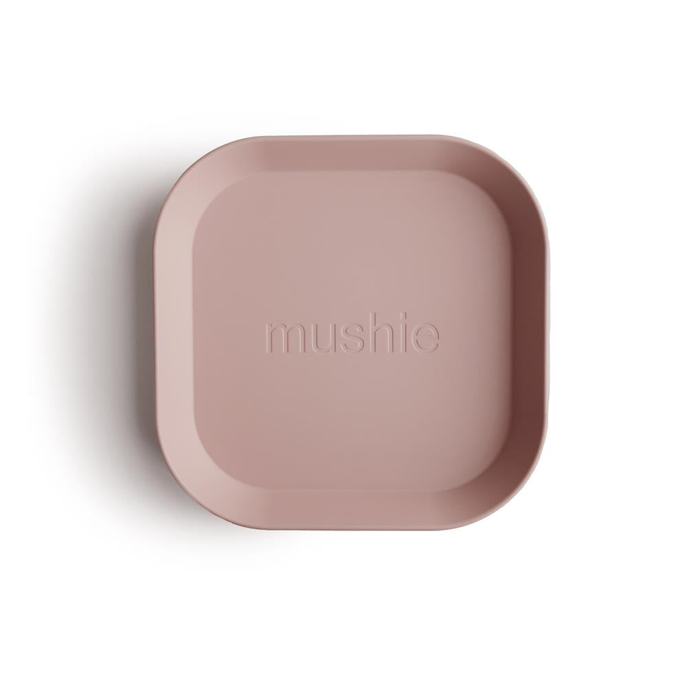 Mushie Kinderteller 2er Set, Blush, quadratisch, BPA-frei