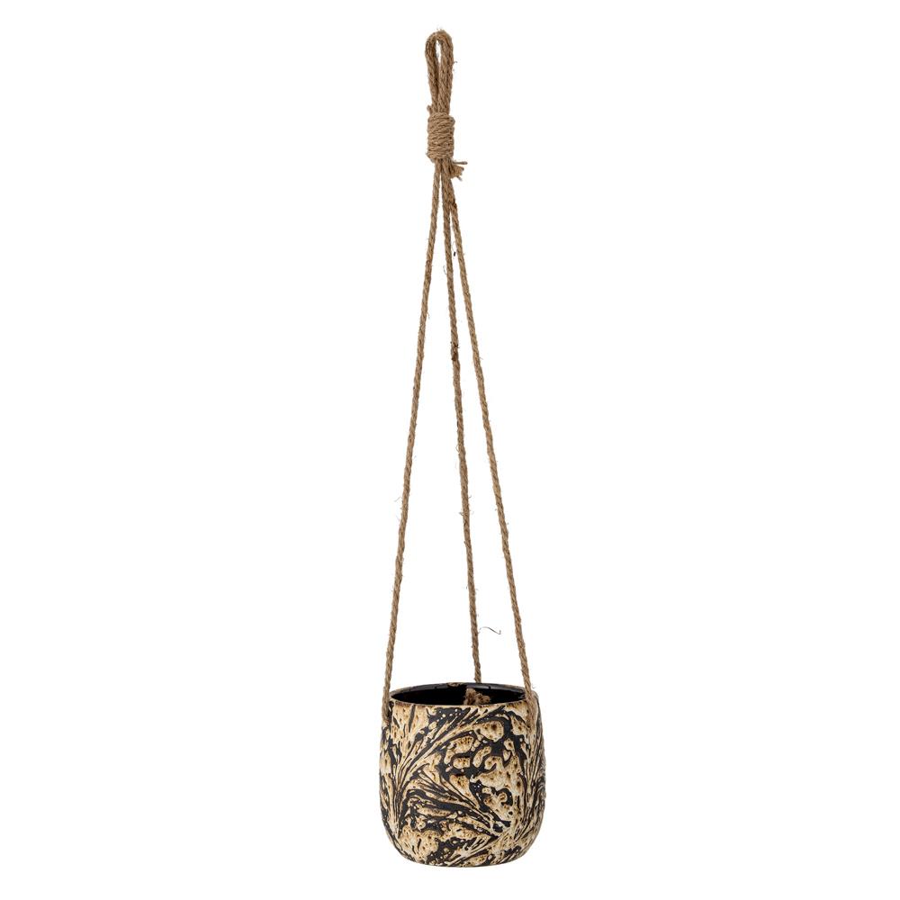 Bloomingville Moghis hängender Blumentopf braun aus Steingut – Pflanztopf für Balkon & Terrasse