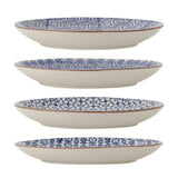Bloomingville Karine Teller 4er Set 25 cm Steingut blau floral