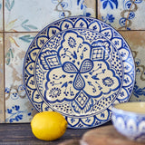 Bloomingville Karlie Teller blau aus Steingut – mediterraner Essteller für Küche & Tischdeko
