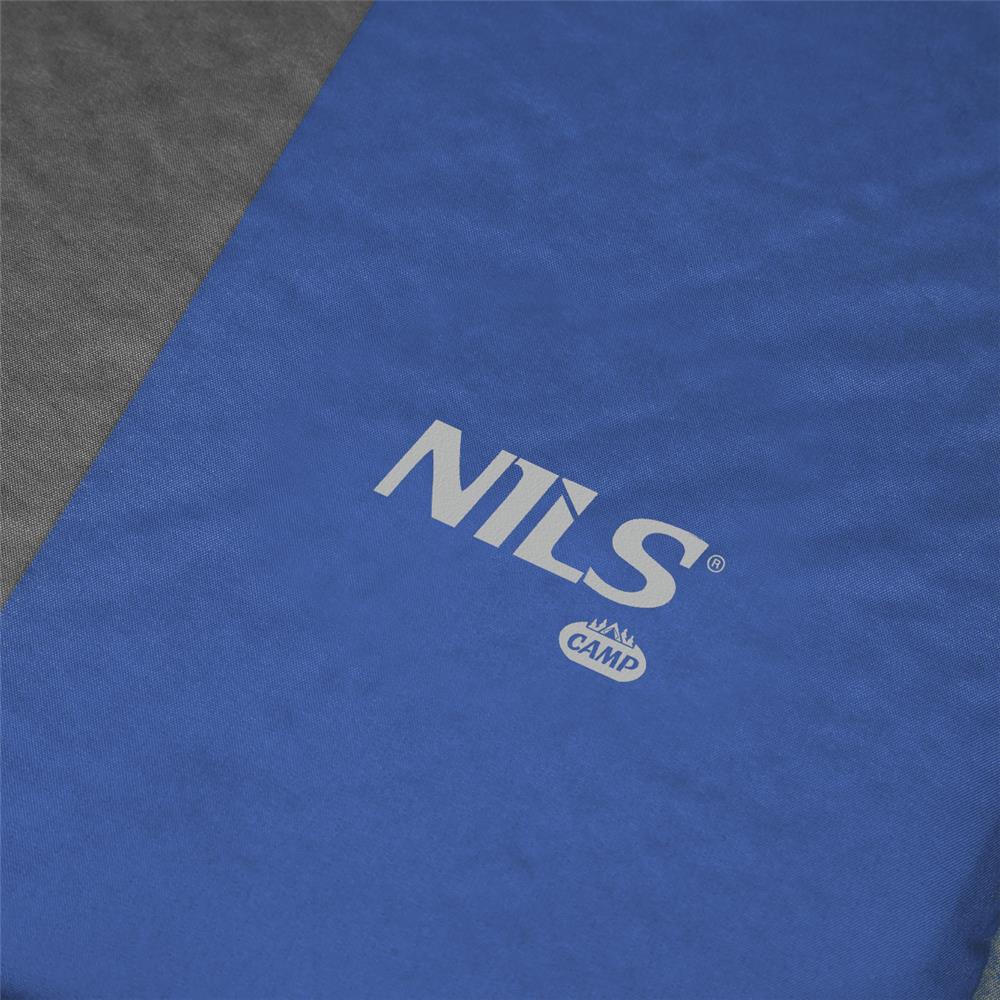 NILS CAMP Isomatte selbstaufblasend in blau-grau mit Kissen für Camping Trekking Outdoor