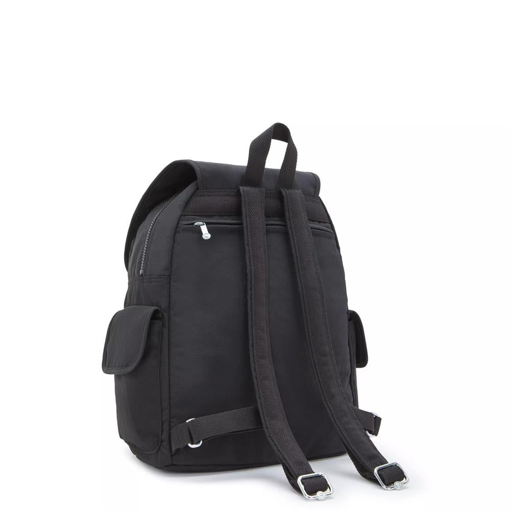 Kipling CITY PACK M, Mittelgroßer Rucksack, Black Noir (schwarz), 16L, Damenrucksack mit vielen Fächern