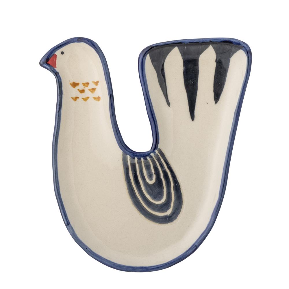 Bloomingville Trudy Schale Weiß Steingut L12,5xH1xW14 cm – dekorative Vogelschale