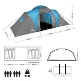 NILS CAMP Highland Zelt für 6 Personen Grau-Blau - großes Familienzelt mit Vorraum für Camping & Outdoor
