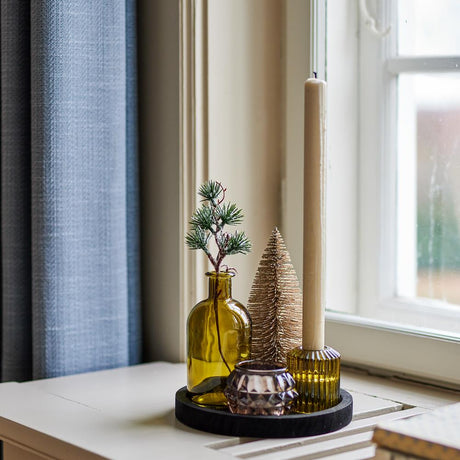 Bloomingville Sanga Tablett mit Teelichthaltern Grün Glas 6er Set Weihnachtsdeko