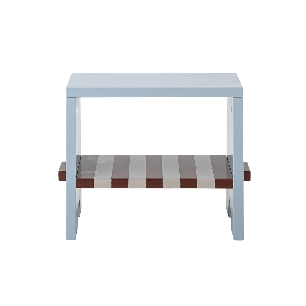 Bloomingville MINI Liova Hocker blau - Kinderhocker aus MDF mit Streifenmuster für Kinderzimmer