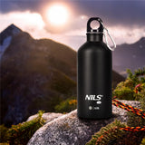 NILS CAMP Trinkflasche Edelstahl 550 ml schwarz isoliert für Outdoor Camping Reisen