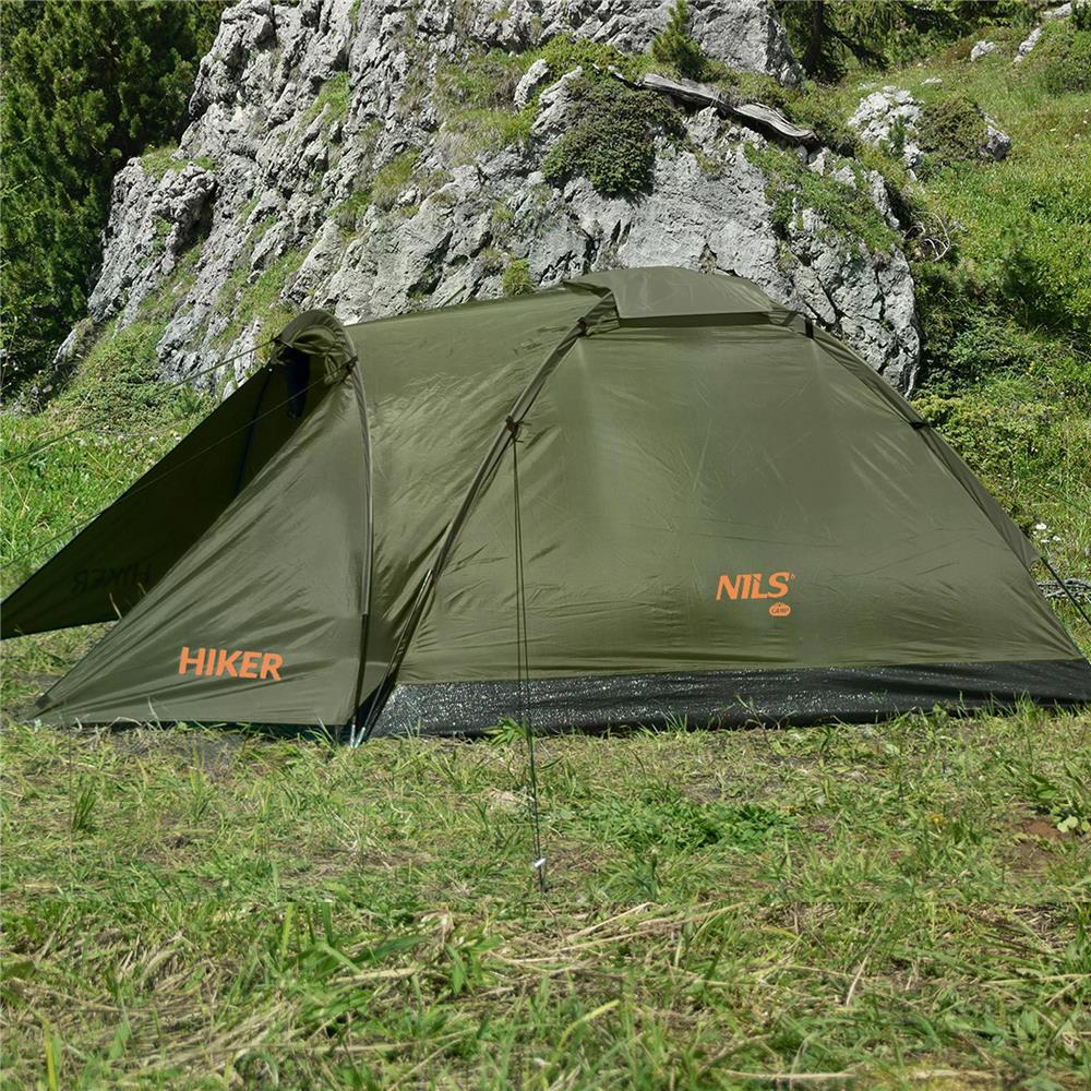 NILS CAMP Hiker Zelt für 2 Personen in Khaki - kompaktes Campingzelt mit Vorraum für Camping & Outdoor