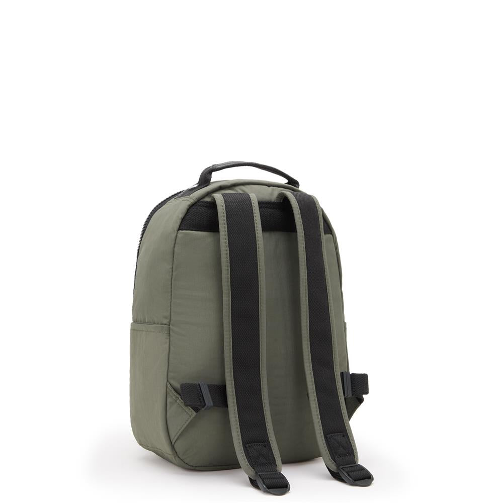 Kipling SEOUL S, Kleiner Schulrucksack mit 11-Zoll-Tabletfach, 14L, Green Moss (grün)
