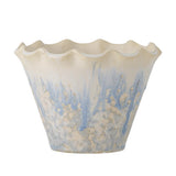 Bloomingville Bertha Blumentopf – Steingut in Blau-Beige mit gewelltem Rand, Ø14 cm
