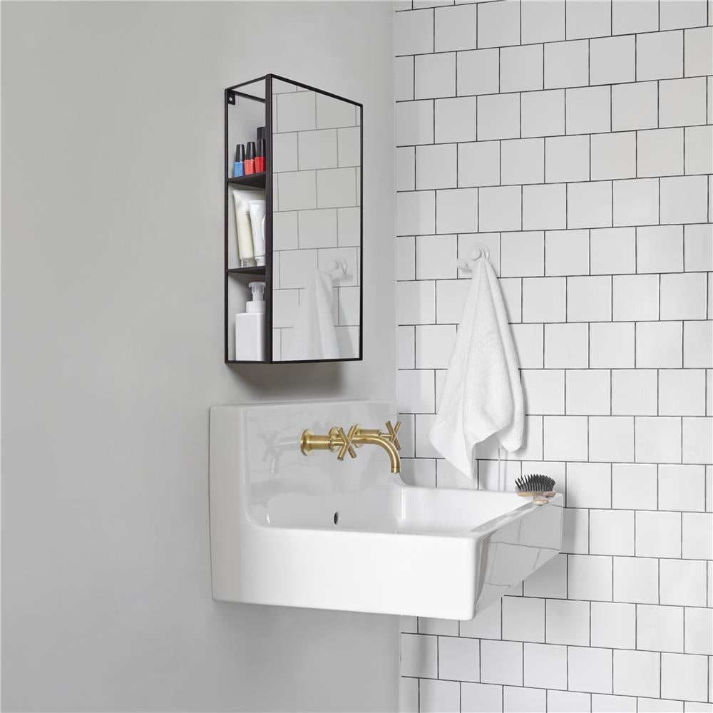 Umbra Cubiko Spiegel mit Ablage, Badezimmerspiegel, Spiegelschrank, Schminkspiegel, Wandspiegel