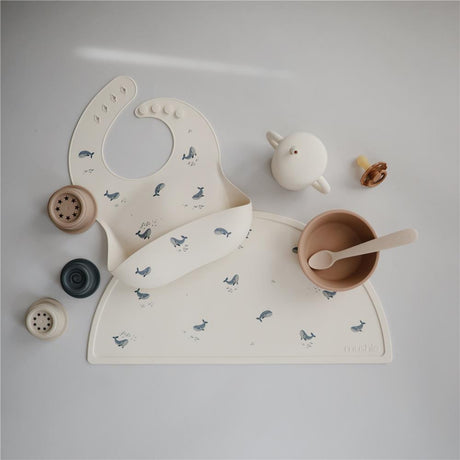Mushie Silikon-Platzdeckchen, Whales, Tischset, BPA-frei