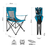 NILS CAMP Campingstuhl klappbar Blau - leichter Klappstuhl für Garten, Strand, Festival & Camping