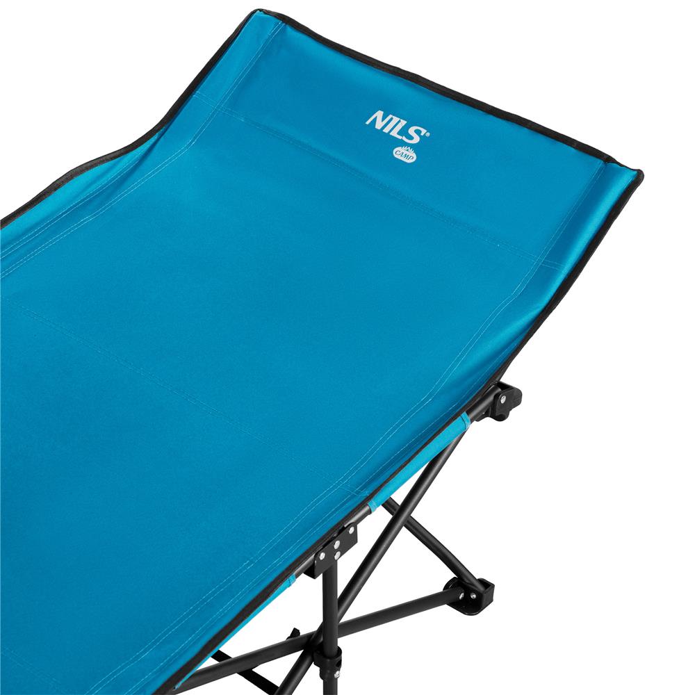 NILS CAMP Campingbett klappbar 190 cm blau Feldbett für Camping Outdoor Garten Reisbett