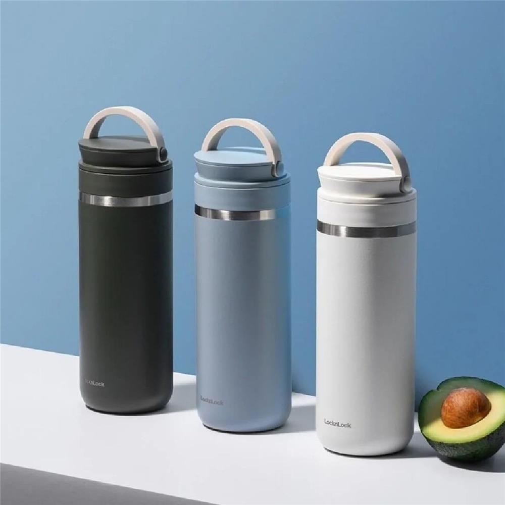 LocknLock Metro Thermobecher 475 ml mit Silikongriff, Khaki, auslaufsicher