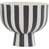 OYOY Toppu Schale - 15x13 cm, Schwarz/Weiß gestreift - vielseitig als Obstkorb, Blumentopf, Vase