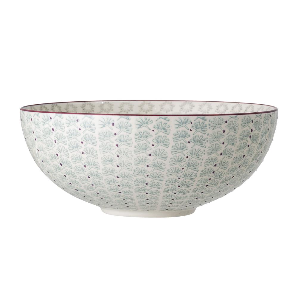 Bloomingville Maya Servierschüssel in Grün 2,6L für Salat aus Steingut im dänischen Design