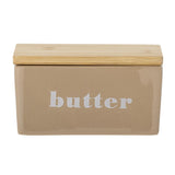 Bloomingville Hanyu Butterdose aus Steingut in Braun mit Bambusdeckel im dänischen Design