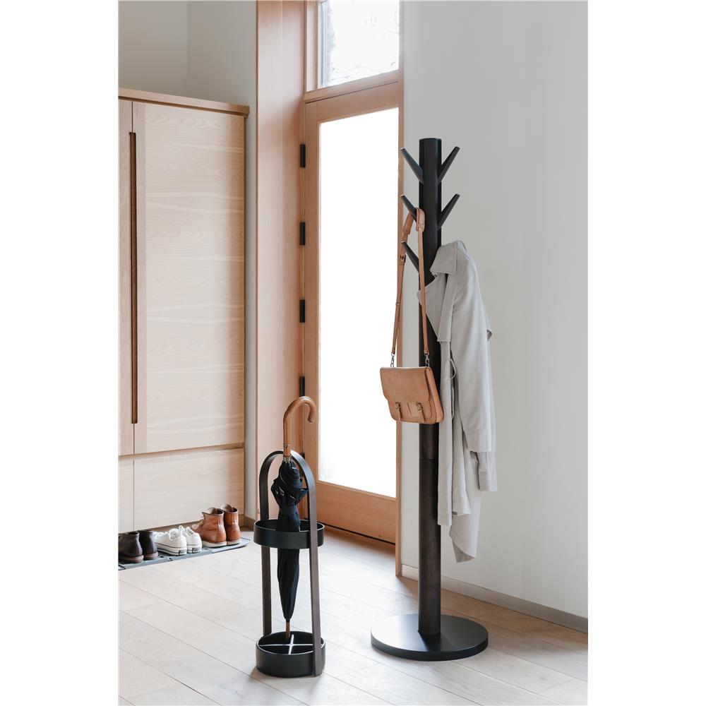 Umbra Bellwood Schirmständer, robuster und stylischer Regenschirmständer in Schwarz/Walnuss