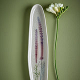 Bloomingville Bea Servierplatte, Natur, 35,5x8cm, Steingut, mit Blumenmotiv, dänisches Design