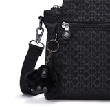 Kipling ELYSIA, mittelgroße Schultertasche, Signature Emb (schwarz), Umhängetasche mit vielen Fächern