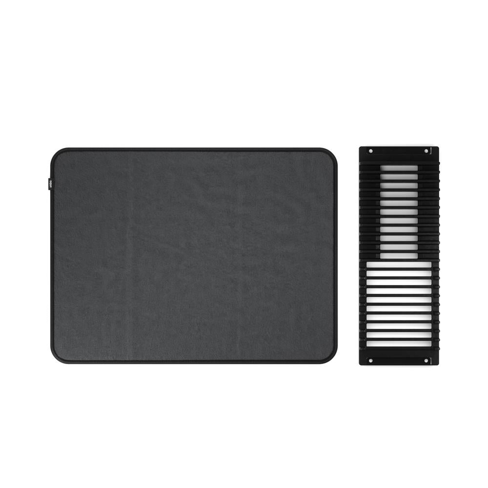 Umbra Udry Geschirr Abtropfgestell und Mikrofaser Abtropfmatte, Faltbar, Platzsparend, 61 x 45 cm, in Schwarz