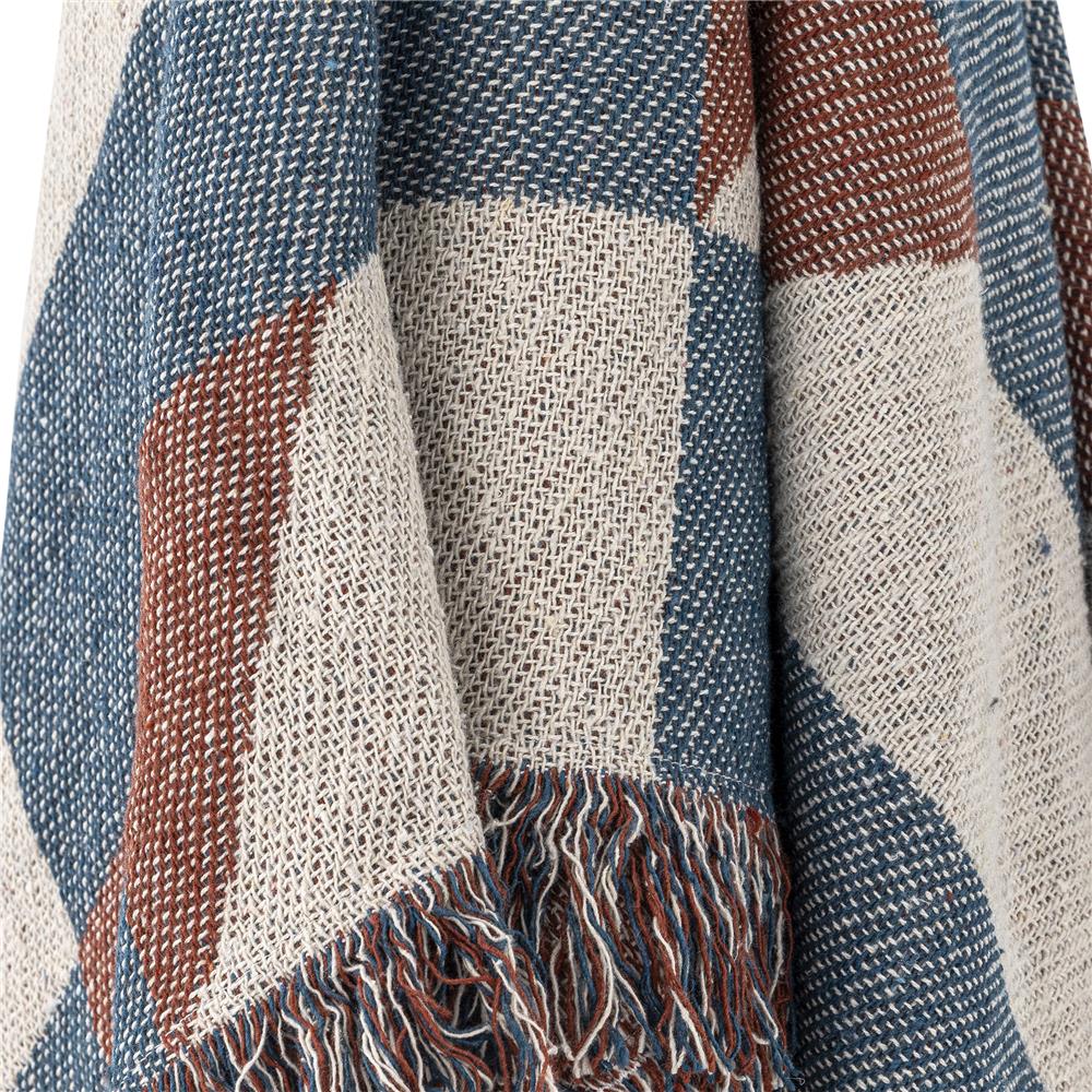 Bloomingville True Decke 160x130 cm bunt - Plaid aus recycelter Baumwolle mit Karomuster für Sofa