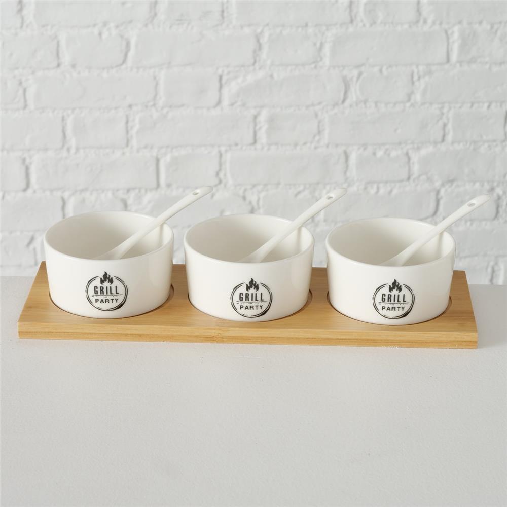 BOLTZE Schale Conny 7-tlg. Set Bambus Keramik modern 500ml spülmaschinengeeignet