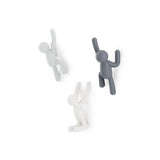 Umbra Buddy Haken 3er Set, Dekorative Wandhaken, Garderobenhaken in Grau