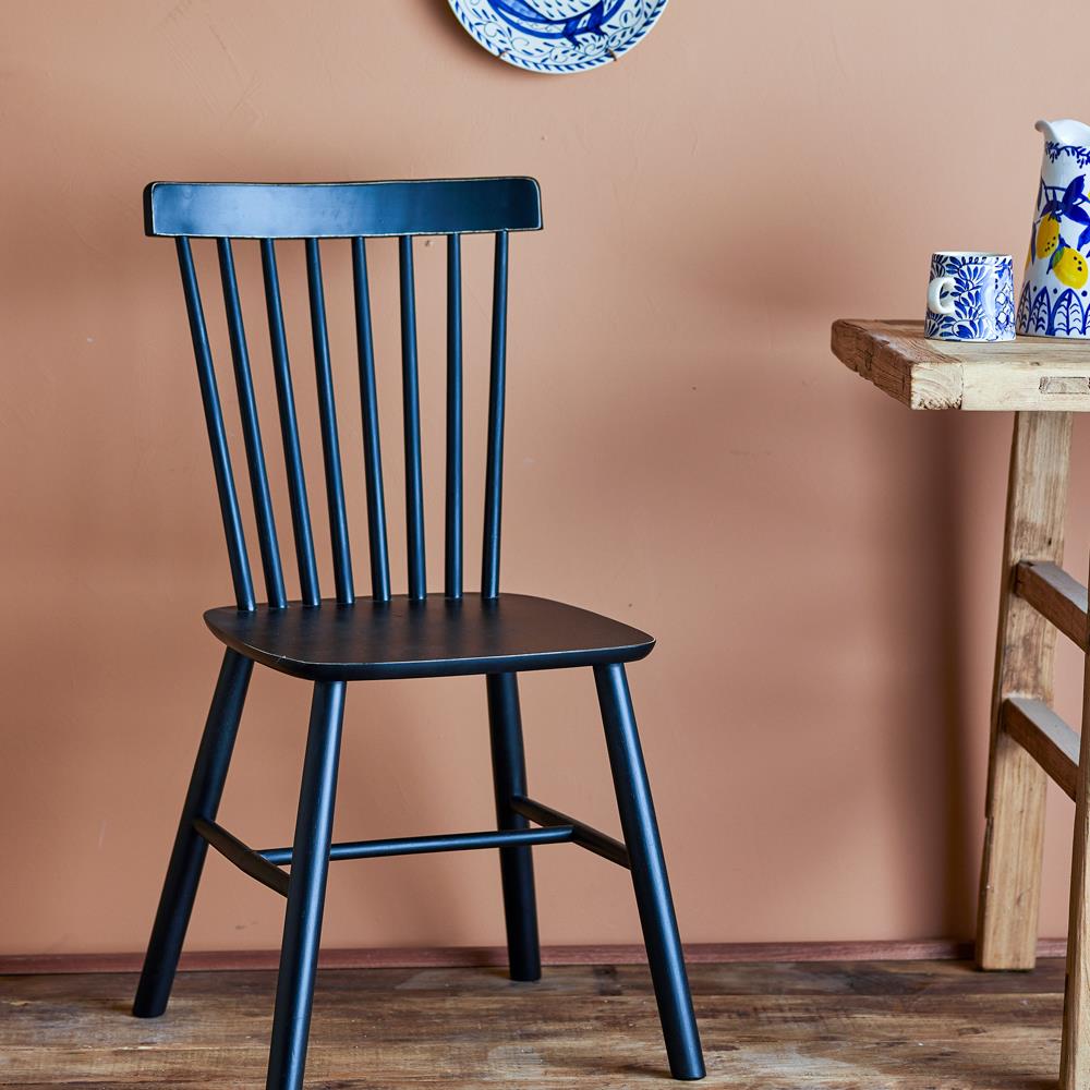 Bloomingville Mill Esszimmerstuhl schwarz L50 cm aus Holz – Stuhl für Esszimmer & Arbeitszimmer