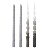 Bloomingville Frost Kerze grau H35 cm aus Paraffin – 4er Set Stabkerzen für Tischdeko & Feste
