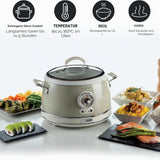 Ariete Vintage Reiskocher, Beige, 3,5L, Slow Cooker, Dampfgarer, 5 Programme, Keramikschüssel