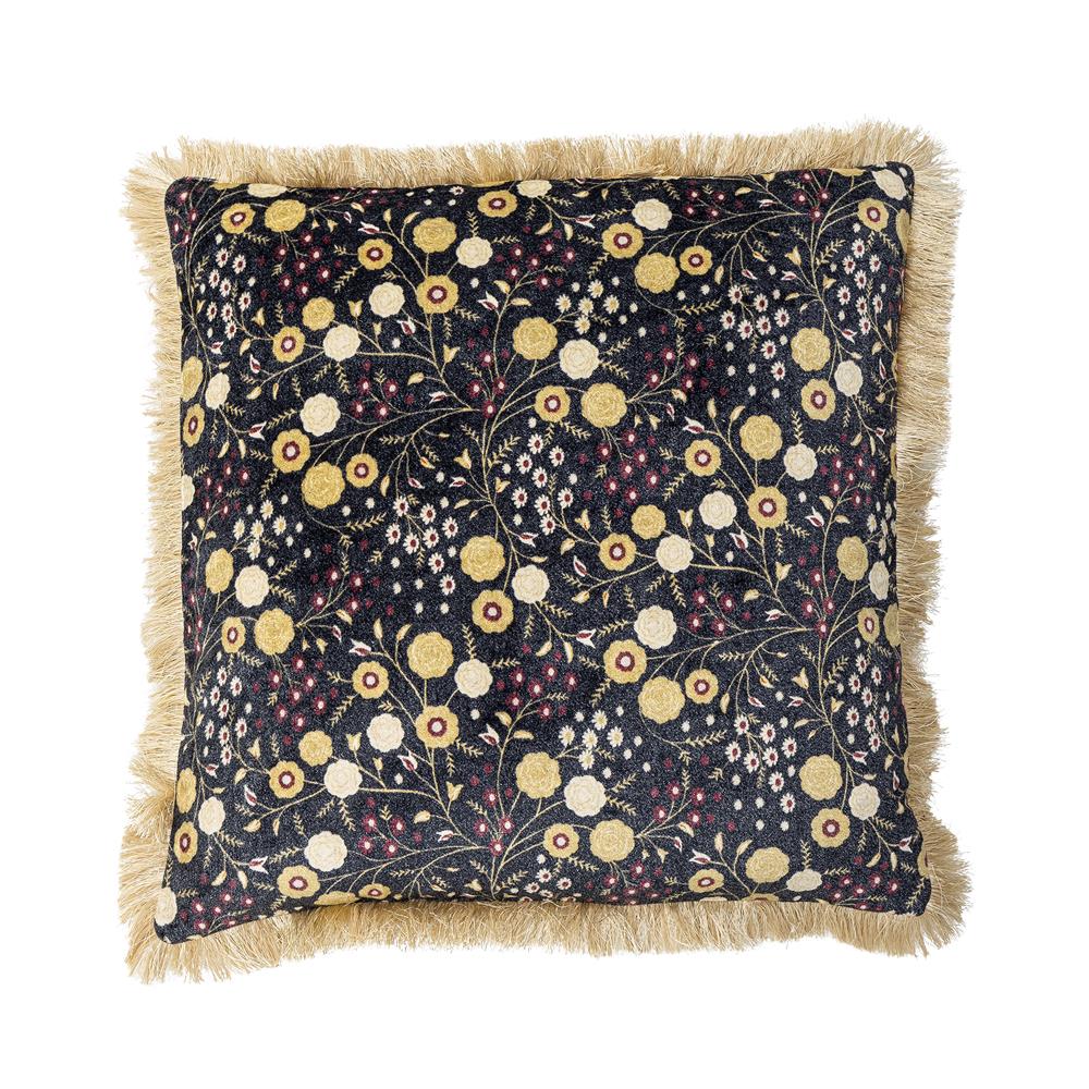 Bloomingville Eydis Kissen Blau – Dekokissen 45x45 cm aus Viskose & Baumwollvelours